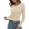 imageZeagoo Womens Ribbed Fitted Crop Tops Long Sleeve T Shirts Basic Scoop Neck Casual Slim Fitted Y2k Clothes 2025Black off White