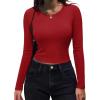 imageZeagoo Womens Ribbed Fitted Crop Tops Long Sleeve T Shirts Basic Scoop Neck Casual Slim Fitted Y2k Clothes 2025Black red