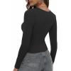 imageZeagoo Womens Ribbed Fitted Crop Tops Long Sleeve T Shirts Basic Scoop Neck Casual Slim Fitted Y2k Clothes 2025Black white Brown Stripe