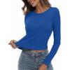 imageZeagoo Womens Ribbed Fitted Crop Tops Long Sleeve T Shirts Basic Scoop Neck Casual Slim Fitted Y2k Clothes 2025Blue