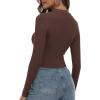 imageZeagoo Womens Ribbed Fitted Crop Tops Long Sleeve T Shirts Basic Scoop Neck Casual Slim Fitted Y2k Clothes 2025Brown