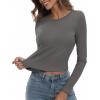 imageZeagoo Womens Ribbed Fitted Crop Tops Long Sleeve T Shirts Basic Scoop Neck Casual Slim Fitted Y2k Clothes 2025Dark Grey