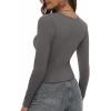 imageZeagoo Womens Ribbed Fitted Crop Tops Long Sleeve T Shirts Basic Scoop Neck Casual Slim Fitted Y2k Clothes 2025Dark Grey
