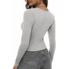 imageZeagoo Womens Ribbed Fitted Crop Tops Long Sleeve T Shirts Basic Scoop Neck Casual Slim Fitted Y2k Clothes 2025Grey