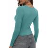 imageZeagoo Womens Ribbed Fitted Crop Tops Long Sleeve T Shirts Basic Scoop Neck Casual Slim Fitted Y2k Clothes 2025Haze Blue