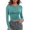 imageZeagoo Womens Ribbed Fitted Crop Tops Long Sleeve T Shirts Basic Scoop Neck Casual Slim Fitted Y2k Clothes 2025Haze Blue