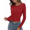imageZeagoo Womens Ribbed Fitted Crop Tops Long Sleeve T Shirts Basic Scoop Neck Casual Slim Fitted Y2k Clothes 2025Red