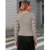 imageZeagoo Womens Ribbed Fitted Crop Tops Long Sleeve T Shirts Basic Scoop Neck Casual Slim Fitted Y2k Clothes 2025White Brown Stripe