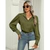 imageZeagoo Womens Satin Blouse Lantern Long Sleeve Silk Button Down Shirt Dressy Casual Business Work Tunic TopsArmy Green