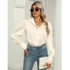 imageZeagoo Womens Satin Blouse Lantern Long Sleeve Silk Button Down Shirt Dressy Casual Business Work Tunic TopsBeige