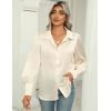 imageZeagoo Womens Satin Blouse Lantern Long Sleeve Silk Button Down Shirt Dressy Casual Business Work Tunic TopsBeige