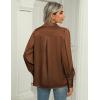 imageZeagoo Womens Satin Blouse Lantern Long Sleeve Silk Button Down Shirt Dressy Casual Business Work Tunic TopsBrown