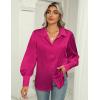 imageZeagoo Womens Satin Blouse Lantern Long Sleeve Silk Button Down Shirt Dressy Casual Business Work Tunic TopsHot Pink