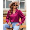 imageZeagoo Womens Satin Blouse Lantern Long Sleeve Silk Button Down Shirt Dressy Casual Business Work Tunic TopsHot Pink