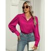 imageZeagoo Womens Satin Blouse Lantern Long Sleeve Silk Button Down Shirt Dressy Casual Business Work Tunic TopsHot Pink