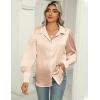 imageZeagoo Womens Satin Blouse Lantern Long Sleeve Silk Button Down Shirt Dressy Casual Business Work Tunic TopsLight Khaki