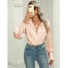 imageZeagoo Womens Satin Blouse Lantern Long Sleeve Silk Button Down Shirt Dressy Casual Business Work Tunic TopsLight Khaki