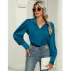 imageZeagoo Womens Satin Blouse Lantern Long Sleeve Silk Button Down Shirt Dressy Casual Business Work Tunic TopsPeacock Blue