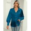 imageZeagoo Womens Satin Blouse Lantern Long Sleeve Silk Button Down Shirt Dressy Casual Business Work Tunic TopsPeacock Blue