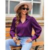 imageZeagoo Womens Satin Blouse Lantern Long Sleeve Silk Button Down Shirt Dressy Casual Business Work Tunic TopsPurple