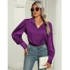 imageZeagoo Womens Satin Blouse Lantern Long Sleeve Silk Button Down Shirt Dressy Casual Business Work Tunic TopsPurple