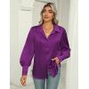 imageZeagoo Womens Satin Blouse Lantern Long Sleeve Silk Button Down Shirt Dressy Casual Business Work Tunic TopsPurple