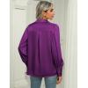 imageZeagoo Womens Satin Blouse Lantern Long Sleeve Silk Button Down Shirt Dressy Casual Business Work Tunic TopsPurple
