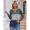 imageZeagoo Womens Waffle Shirts V Neck Long Sleeve Tops Color Block TShirts Casual Pullover Tunics 2025 Fashion Basic TeesArmy GreenGrayNavy Blue