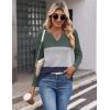 imageZeagoo Womens Waffle Shirts V Neck Long Sleeve Tops Color Block TShirts Casual Pullover Tunics 2025 Fashion Basic TeesArmy GreenGrayNavy Blue