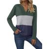 imageZeagoo Womens Waffle Shirts V Neck Long Sleeve Tops Color Block TShirts Casual Pullover Tunics 2025 Fashion Basic TeesArmy GreenGrayNavy Blue