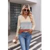 imageZeagoo Womens Waffle Shirts V Neck Long Sleeve Tops Color Block TShirts Casual Pullover Tunics 2025 Fashion Basic TeesBeigeGrayTerracotta
