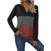 imageZeagoo Womens Waffle Shirts V Neck Long Sleeve Tops Color Block TShirts Casual Pullover Tunics 2025 Fashion Basic TeesBlackCharcoalCaramel