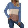 imageZeagoo Womens Waffle Shirts V Neck Long Sleeve Tops Color Block TShirts Casual Pullover Tunics 2025 Fashion Basic TeesBlueLight BrownBrown