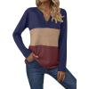 imageZeagoo Womens Waffle Shirts V Neck Long Sleeve Tops Color Block TShirts Casual Pullover Tunics 2025 Fashion Basic TeesNavy BlueBrownRed