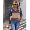 imageZeagoo Womens Waffle Shirts V Neck Long Sleeve Tops Color Block TShirts Casual Pullover Tunics 2025 Fashion Basic TeesNavy BlueBrownRed