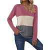 imageZeagoo Womens Waffle Shirts V Neck Long Sleeve Tops Color Block TShirts Casual Pullover Tunics 2025 Fashion Basic TeesPink PurpleBeigeDark Gray