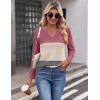 imageZeagoo Womens Waffle Shirts V Neck Long Sleeve Tops Color Block TShirts Casual Pullover Tunics 2025 Fashion Basic TeesPink PurpleBeigeDark Gray