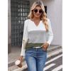 imageZeagoo Womens Waffle Shirts V Neck Long Sleeve Tops Color Block TShirts Casual Pullover Tunics 2025 Fashion Basic TeesWhiteGrayArmy Green