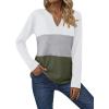 imageZeagoo Womens Waffle Shirts V Neck Long Sleeve Tops Color Block TShirts Casual Pullover Tunics 2025 Fashion Basic TeesWhiteGrayArmy Green