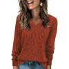 imageZeagoo Long Sleeve Shirts for Women V Neck Casual Sweaters Basic Knit 2025 Fall Fashion Pullover TopsCaramel