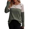 imageZeagoo Women Waffle Knit Shirts Long Sleeve Colorblock Tee Button Detail TunicsGreyarmy Green