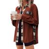 imageZeagoo Womens Corduroy Flannel Shacket Jacket Casual Plaid Button Down Shirts Long Sleeve Fall Tops with PocketsTerracotta