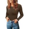 imageZeagoo Womens Long Sleeve Ribbed Shirt 2025 Fall Knit Sweater Basic Slim Fit Tops Crewneck Cute OutfitsChestnut Brown