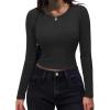 imageZeagoo Womens Ribbed Fitted Crop Tops Long Sleeve T Shirts Basic Scoop Neck Casual Slim Fitted Y2k Clothes 202501 Black