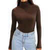 imageZeagoo Womens Turtleneck Long Sleeve Shirts Soft Thermal Underwear Fall Fashion 2024 Tight Basic Layer TopsBrown