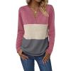 imageZeagoo Womens Waffle Shirts V Neck Long Sleeve Tops Color Block TShirts Casual Pullover Tunics 2025 Fashion Basic TeesPink PurpleBeigeDark Gray