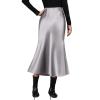 imageZeagoo Womens Satin Skirt High Waist Midi Skirt Flowy Hem Silk Skirts Casual Summer Slip SkirtLight Grey