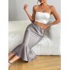 imageZeagoo Womens Satin Skirt High Waist Midi Skirt Flowy Hem Silk Skirts Casual Summer Slip SkirtLight Grey