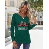 imageZeagoo Long Sleeve Shirts for Women Casual V Neck Fall Tops Dressy Summer Work Blouses ClothesChristmas Green