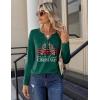 imageZeagoo Long Sleeve Shirts for Women Casual V Neck Fall Tops Dressy Summer Work Blouses ClothesChristmas Green